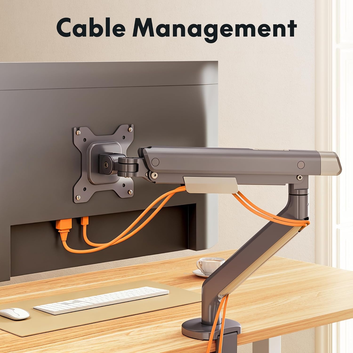 image:imageFlexiSpot Single Monitor Arm Premium Aluminum Monitor Desk Mount Fits Screen up to 35 Inches 1984 lbs Fully Adjustable Monitor Stand with CClamp amp Grommet Base for Home Office Gun GrayGun Gray