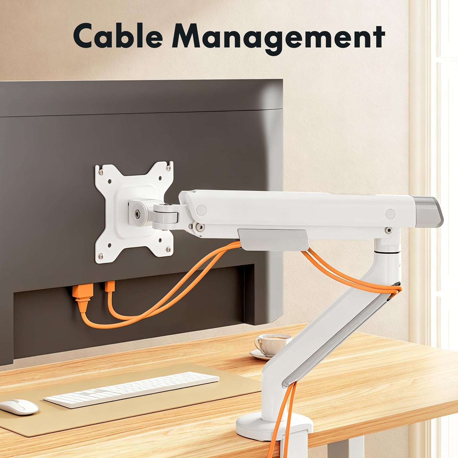 image:imageFlexiSpot Single Monitor Arm Premium Aluminum Monitor Desk Mount Fits Screen up to 35 Inches 1984 lbs Fully Adjustable Monitor Stand with CClamp amp Grommet Base for Home Office Gun GrayWhite