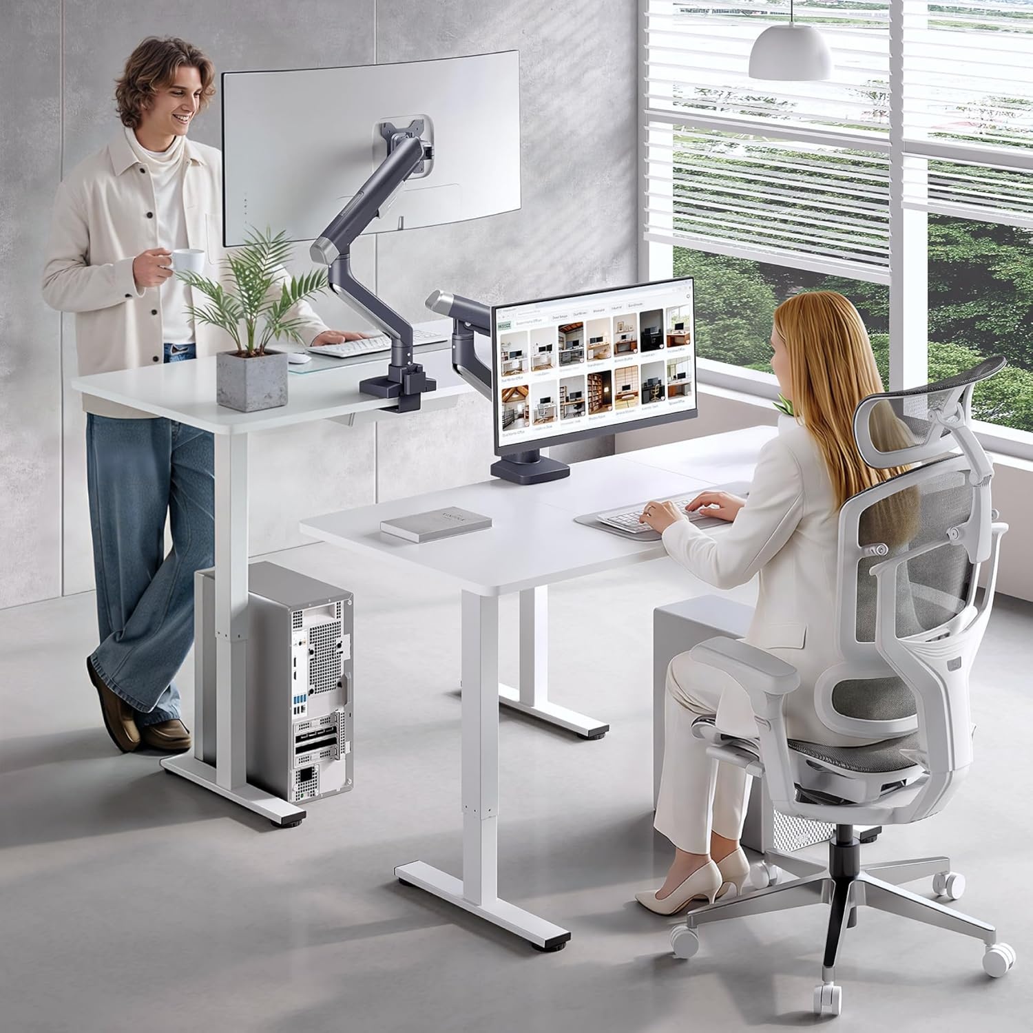 image:imageFlexiSpot Single Monitor Arm Premium Aluminum Monitor Desk Mount Fits Screen up to 35 Inches 1984 lbs Fully Adjustable Monitor Stand with CClamp amp Grommet Base for Home Office Gun GrayGun Gray