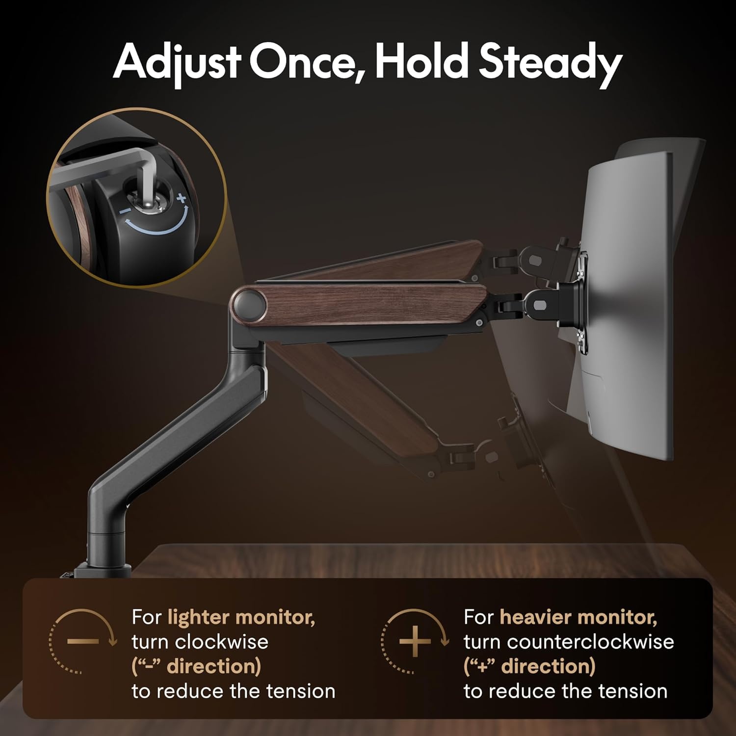 image:imageFlexiSpot Ultrawide Monitor Arm Monitor Stand for 17 to 49 inch Screens Holds up to 44 Lbs Adjustable Gas Spring Arm with C Clamp amp Grommet Base for Gaming Office 75100 VESA Mount BlackWood Grain