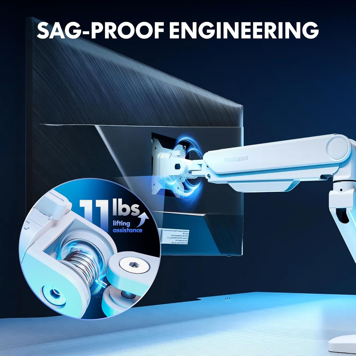 image:imageFlexiSpot Ultrawide Monitor Arm Monitor Stand for 17 to 49 inch Screens Holds up to 44 Lbs Adjustable Gas Spring Arm with C Clamp amp Grommet Base for Gaming Office 75100 VESA Mount BlackWhite