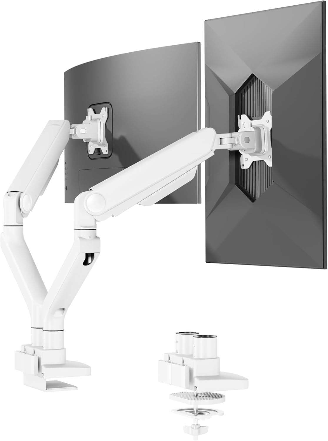 image:imageFlexiSpot Ultrawide Monitor Arm Monitor Stand for 17 to 49 inch Screens Holds up to 44 Lbs Adjustable Gas Spring Arm with C Clamp amp Grommet Base for Gaming Office 75100 VESA Mount BlackWhite