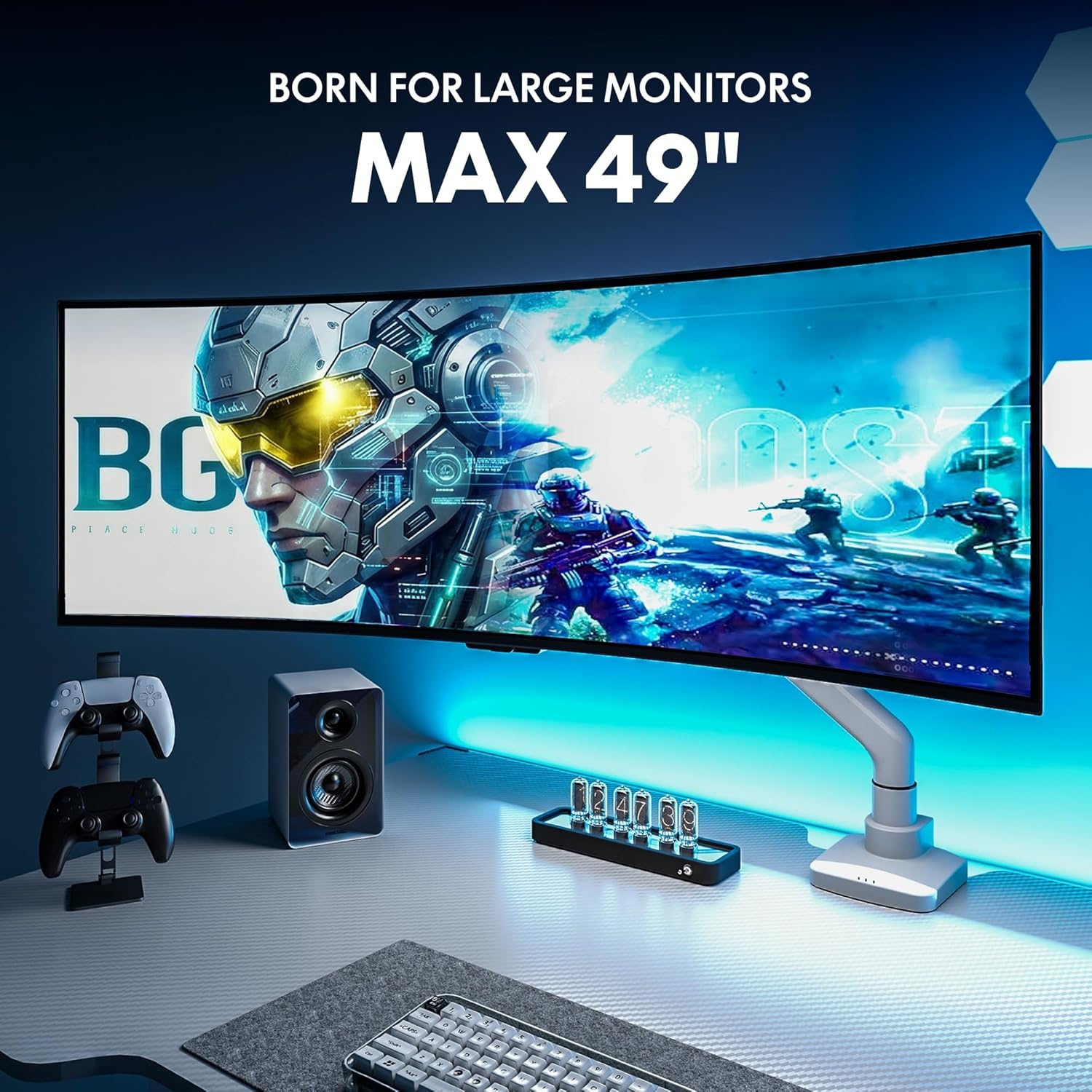 image:imageFlexiSpot Ultrawide Monitor Arm Monitor Stand for 17 to 49 inch Screens Holds up to 44 Lbs Adjustable Gas Spring Arm with C Clamp amp Grommet Base for Gaming Office 75100 VESA Mount BlackWhite