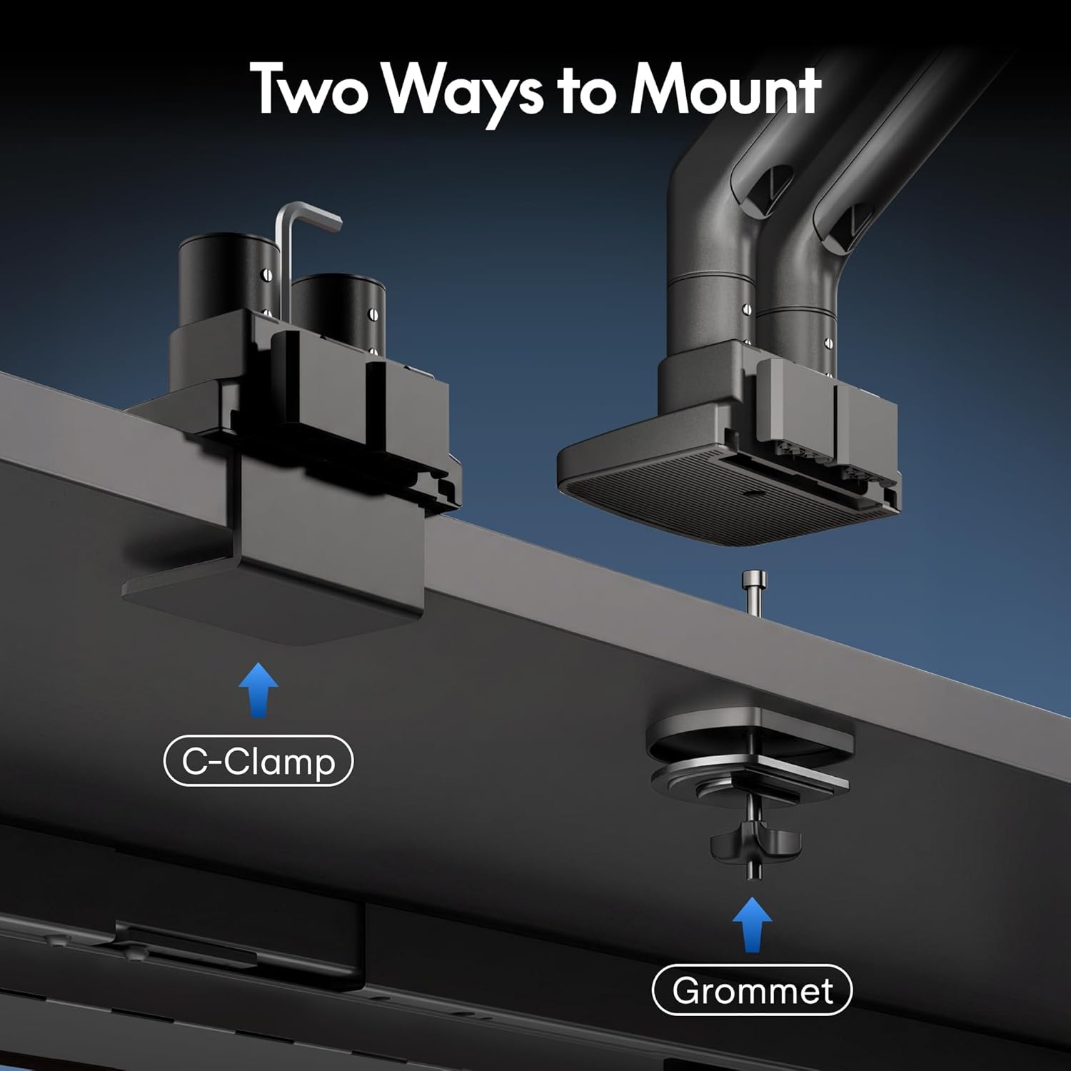 image:imageFlexiSpot Ultrawide Monitor Arm Monitor Stand for 17 to 49 inch Screens Holds up to 44 Lbs Adjustable Gas Spring Arm with C Clamp amp Grommet Base for Gaming Office 75100 VESA Mount BlackBlack