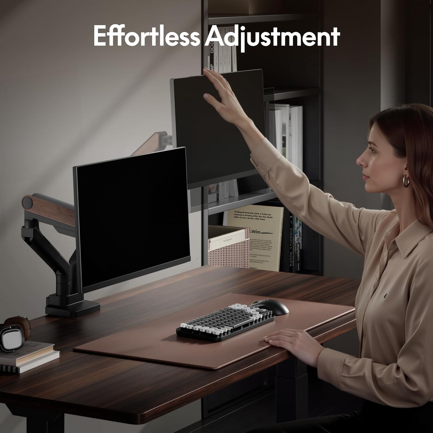 image:imageFlexiSpot Ultrawide Monitor Arm Monitor Stand for 17 to 49 inch Screens Holds up to 44 Lbs Adjustable Gas Spring Arm with C Clamp amp Grommet Base for Gaming Office 75100 VESA Mount BlackWood Grain