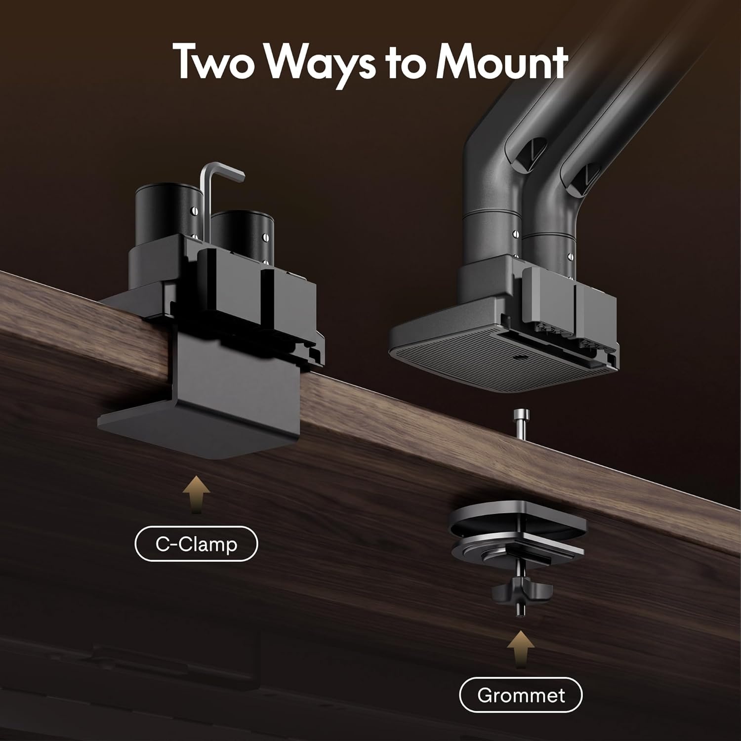image:imageFlexiSpot Ultrawide Monitor Arm Monitor Stand for 17 to 49 inch Screens Holds up to 44 Lbs Adjustable Gas Spring Arm with C Clamp amp Grommet Base for Gaming Office 75100 VESA Mount BlackWood Grain