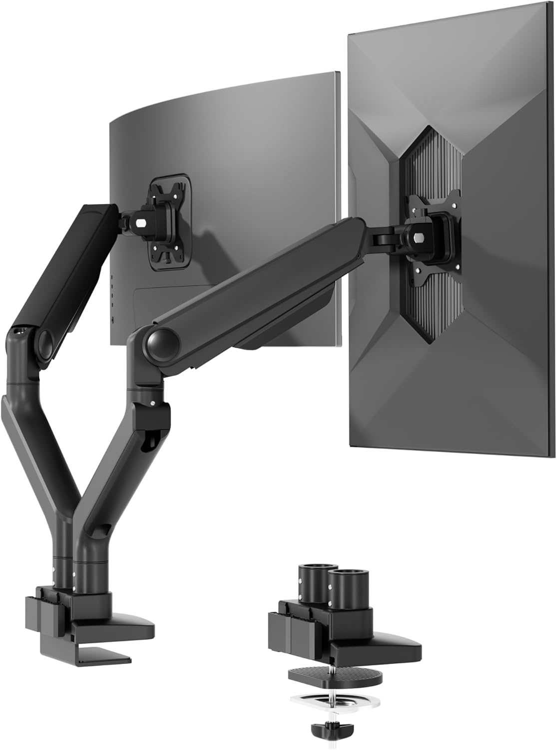 image:imageFlexiSpot Ultrawide Monitor Arm Monitor Stand for 17 to 49 inch Screens Holds up to 44 Lbs Adjustable Gas Spring Arm with C Clamp amp Grommet Base for Gaming Office 75100 VESA Mount BlackBlack