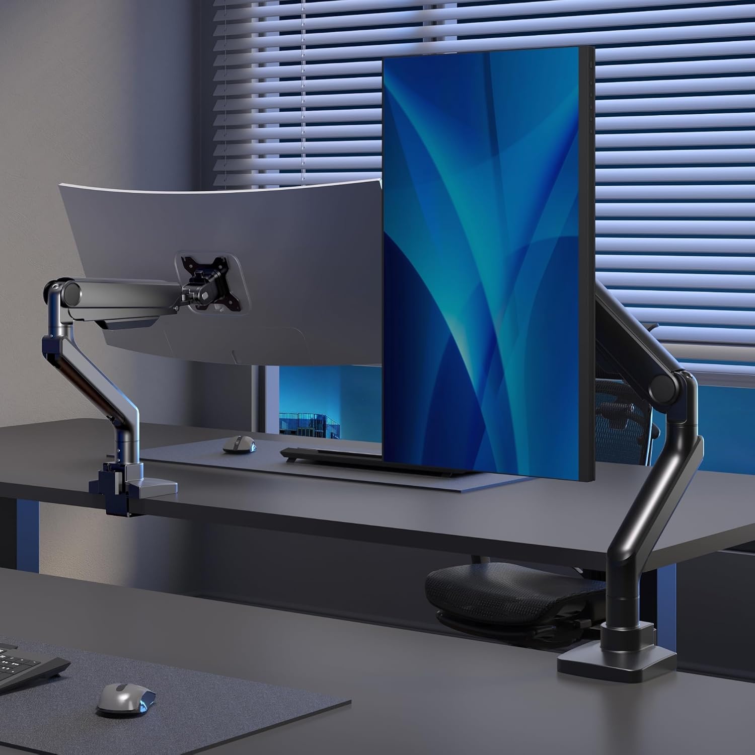 image:imageFlexiSpot Ultrawide Monitor Arm Monitor Stand for 17 to 49 inch Screens Holds up to 44 Lbs Adjustable Gas Spring Arm with C Clamp amp Grommet Base for Gaming Office 75100 VESA Mount BlackBlack