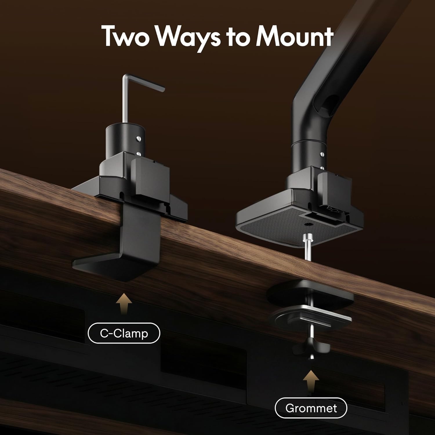 image:imageFlexiSpot Ultrawide Monitor Arm Monitor Stand for 17 to 49 inch Screens Holds up to 44 Lbs Adjustable Gas Spring Arm with C Clamp amp Grommet Base for Gaming Office 75100 VESA Mount BlackWood Grain