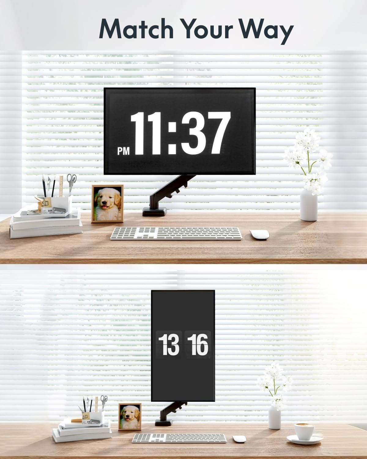 image:imageFlexispot Single Monitor Arm 1732 Inch Monitor Mount up to 1984 lbs Fast Install VESA Mount for Home Office Gaming Full Adjustable Gas Spring with CClamp and Grommet Base BlackBlack