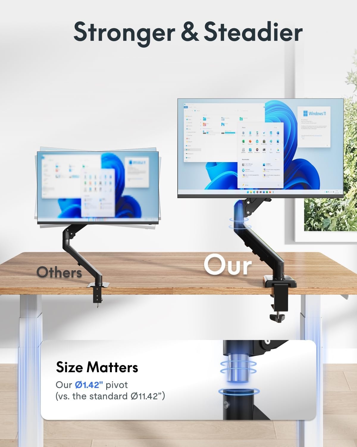 image:imageFlexispot Single Monitor Arm 1732 Inch Monitor Mount up to 1984 lbs Fast Install VESA Mount for Home Office Gaming Full Adjustable Gas Spring with CClamp and Grommet Base BlackBlack