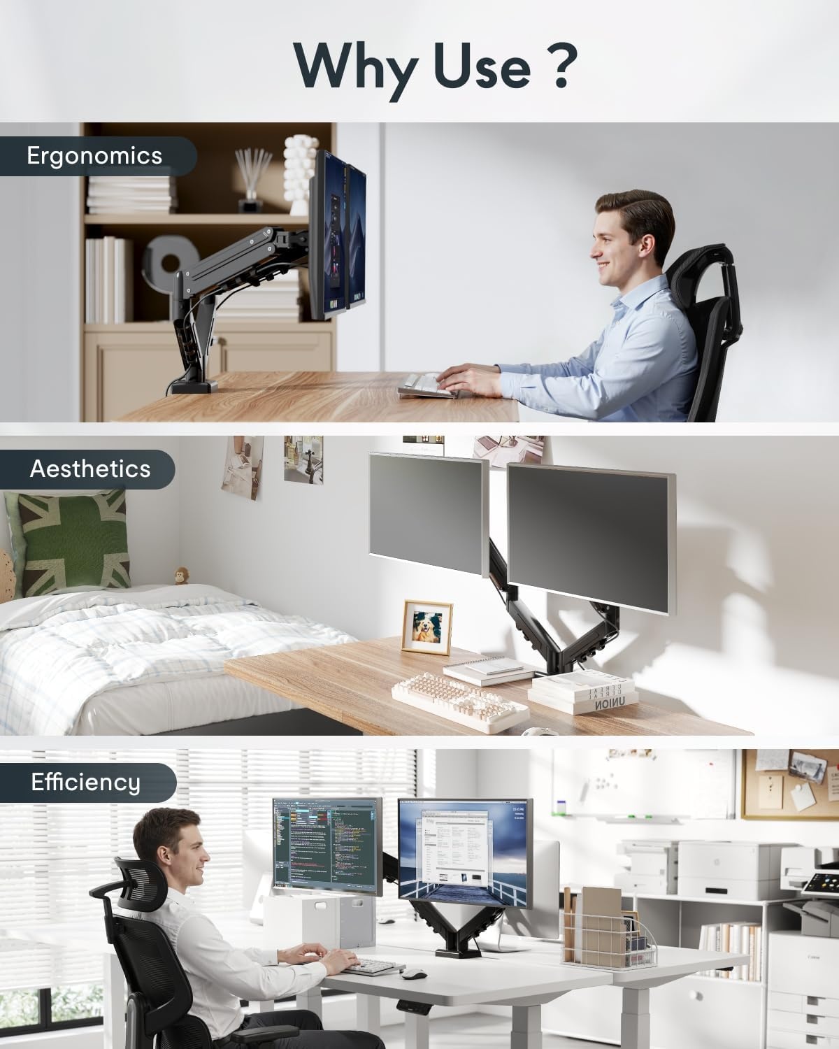 image:imageFlexispot Single Monitor Arm 1732 Inch Monitor Mount up to 1984 lbs Fast Install VESA Mount for Home Office Gaming Full Adjustable Gas Spring with CClamp and Grommet Base BlackBlack