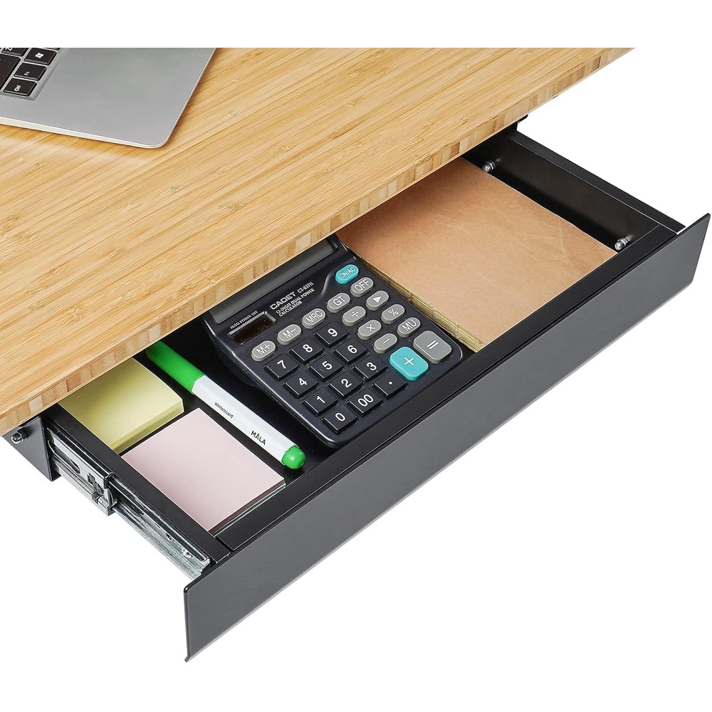 image:imageFLEXISPOT Under Desk Drawer Steel Drawer for Desk Slideout Under table Mounted Drawer Standing Workstation Storage Attachment for Office Home 177 Width BlackBlack