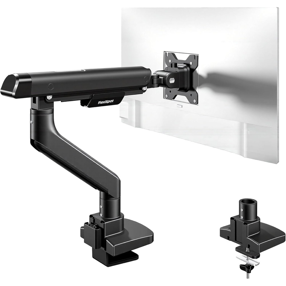 image:imageFlexiSpot Single Monitor Arm Premium Aluminum Monitor Desk Mount Fits Screen up to 35 Inches 1984 lbs Fully Adjustable Monitor Stand with CClamp amp Grommet Base for Home Office Gun GrayBlack