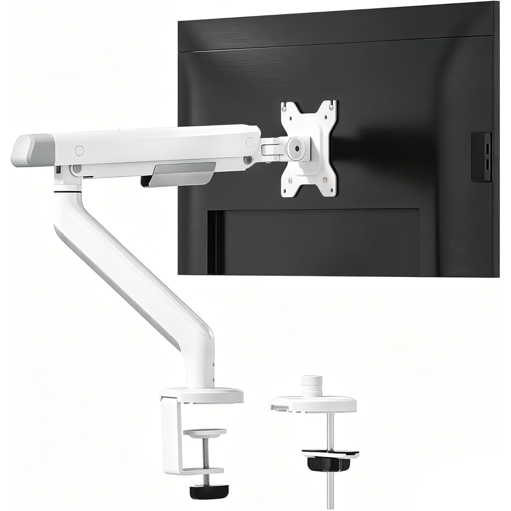 image:imageFlexiSpot Single Monitor Arm Premium Aluminum Monitor Desk Mount Fits Screen up to 35 Inches 1984 lbs Fully Adjustable Monitor Stand with CClamp amp Grommet Base for Home Office Gun GrayWhite