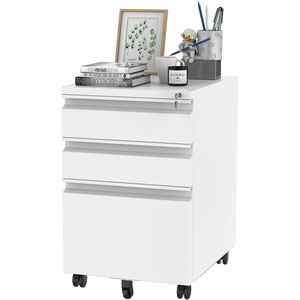 image:imageFLEXISPOT 3Drawer Metal Mobile Filing Cabinet for Home Office  Under Desk Storage with Lock Keys  LegalLetterA4 File Organizer  Fully Assembled Except Wheels  BlackWhitepro