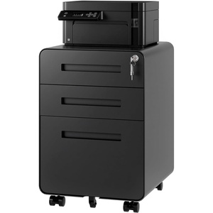 image:imageFLEXISPOT 3Drawer Metal Mobile Filing Cabinet for Home Office  Under Desk Storage with Lock Keys  LegalLetterA4 File Organizer  Fully Assembled Except Wheels  BlackBlack