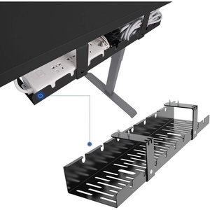 image:imageFLEXISPOT Under Desk Cable Management Tray Metal Raceway Wires Cable Tidy Organizer Office and Home Cable Tray Use for Standing Desk BlackBlack