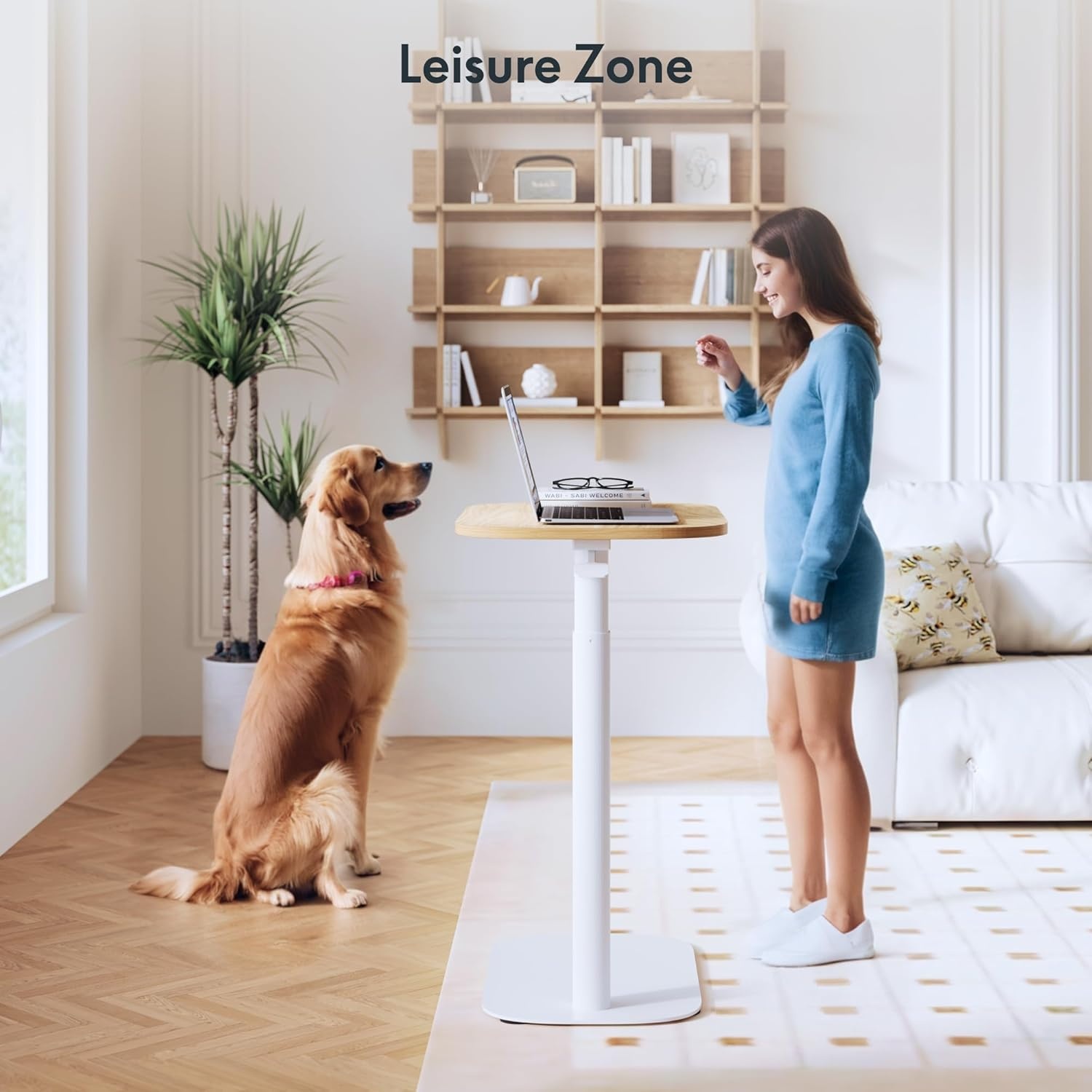 image:imageFLEXISPOT Adjustable Height CShaped End Table with Split Tilting Top Mobile Side Table for Sofa amp Bedside Slides Under Furniture Hidden Wheels for Small Spaces316W x 157DWhite Wood GrainMaple