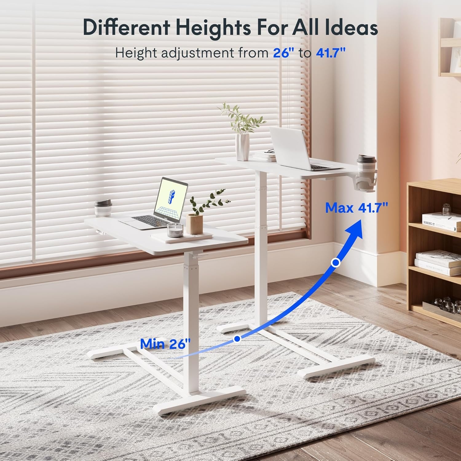 image:imageFLEXISPOT Adjustable Height CShaped End Table with Split Tilting Top Mobile Side Table for Sofa amp Bedside Slides Under Furniture Hidden Wheels for Small Spaces316W x 157DWhite Wood GrainWhite