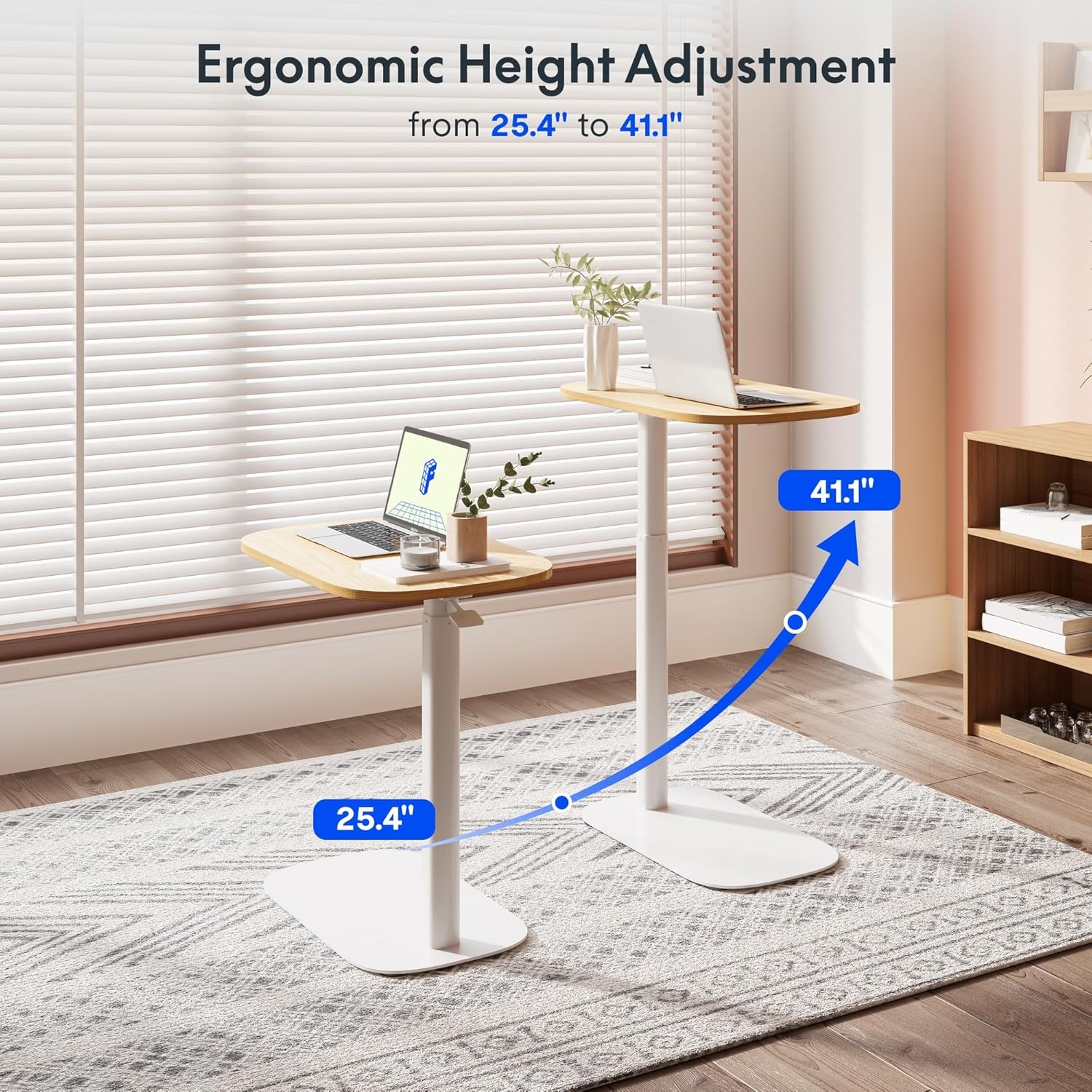 image:imageFLEXISPOT Adjustable Height CShaped End Table with Split Tilting Top Mobile Side Table for Sofa amp Bedside Slides Under Furniture Hidden Wheels for Small Spaces316W x 157DWhite Wood GrainMaple