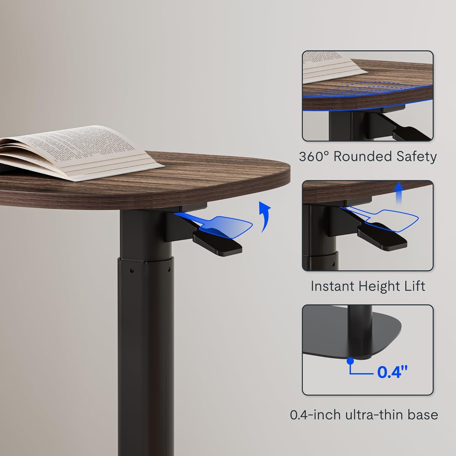 image:imageFLEXISPOT Adjustable Height CShaped End Table with Split Tilting Top Mobile Side Table for Sofa amp Bedside Slides Under Furniture Hidden Wheels for Small Spaces316W x 157DWhite Wood GrainRustic Brown