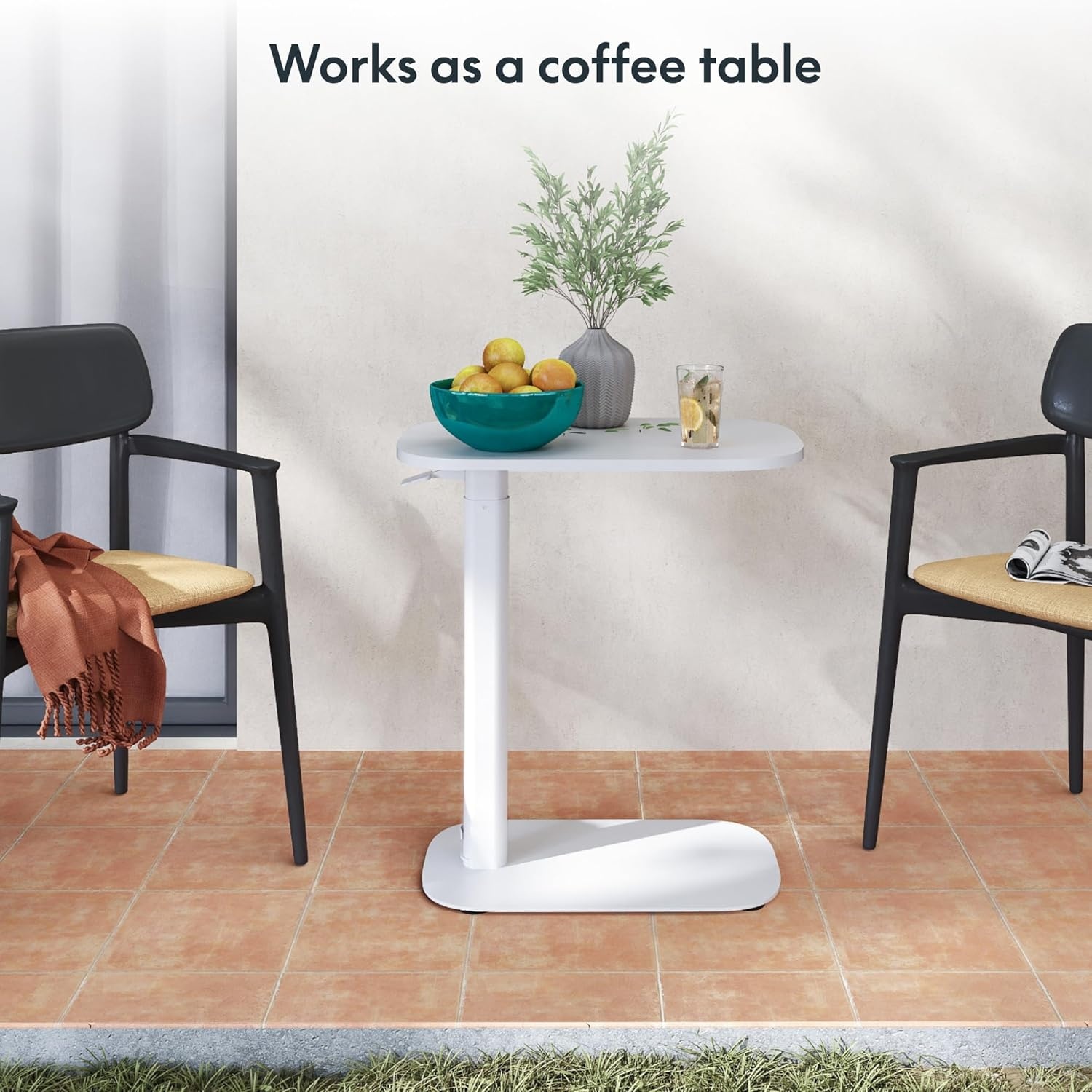 image:imageFLEXISPOT Adjustable Height CShaped End Table with Split Tilting Top Mobile Side Table for Sofa amp Bedside Slides Under Furniture Hidden Wheels for Small Spaces316W x 157DWhite Wood GrainWhite