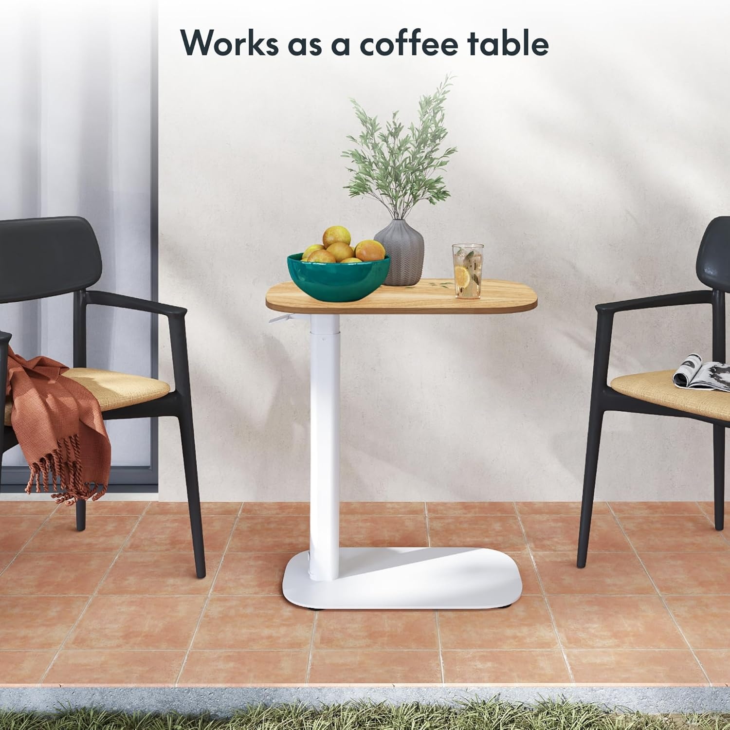 image:imageFLEXISPOT Adjustable Height CShaped End Table with Split Tilting Top Mobile Side Table for Sofa amp Bedside Slides Under Furniture Hidden Wheels for Small Spaces316W x 157DWhite Wood GrainMaple