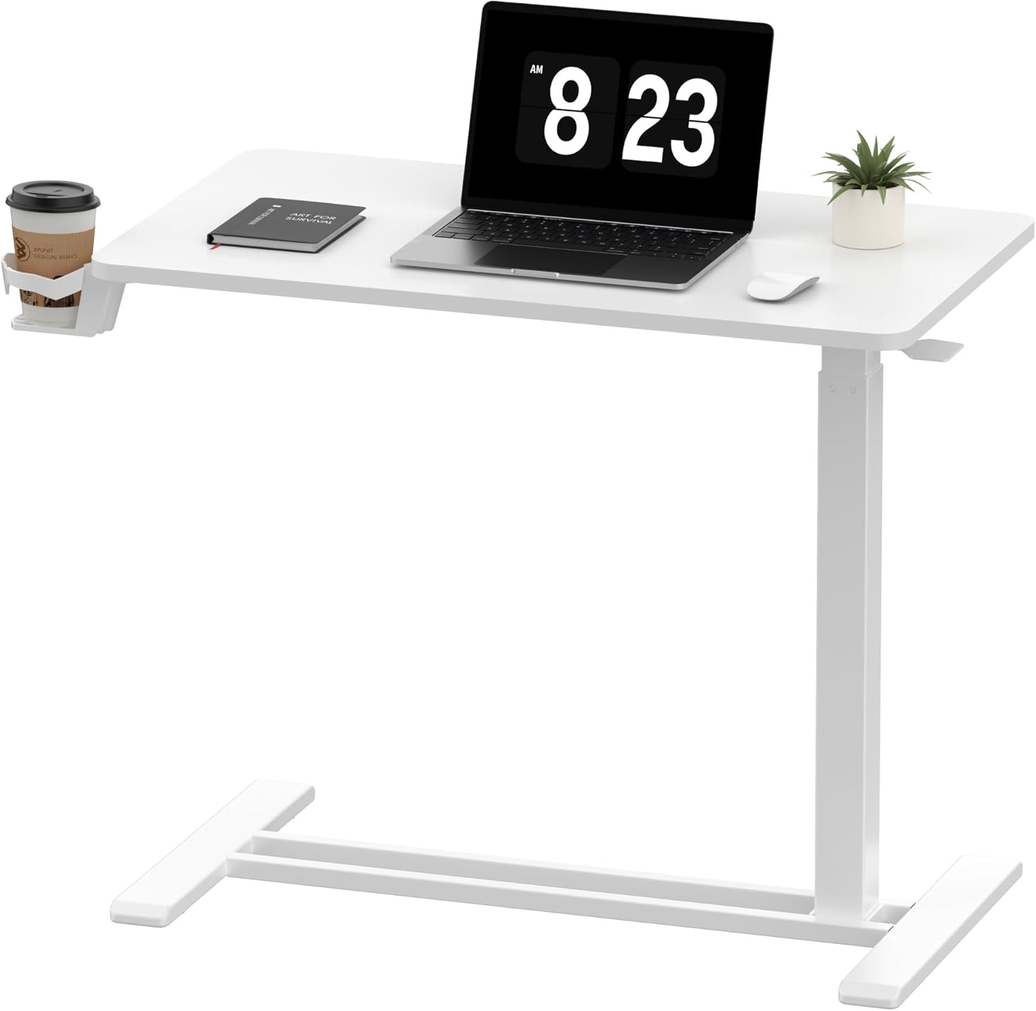 image:imageFLEXISPOT Adjustable Height CShaped End Table with Split Tilting Top Mobile Side Table for Sofa amp Bedside Slides Under Furniture Hidden Wheels for Small Spaces316W x 157DWhite Wood GrainWhite