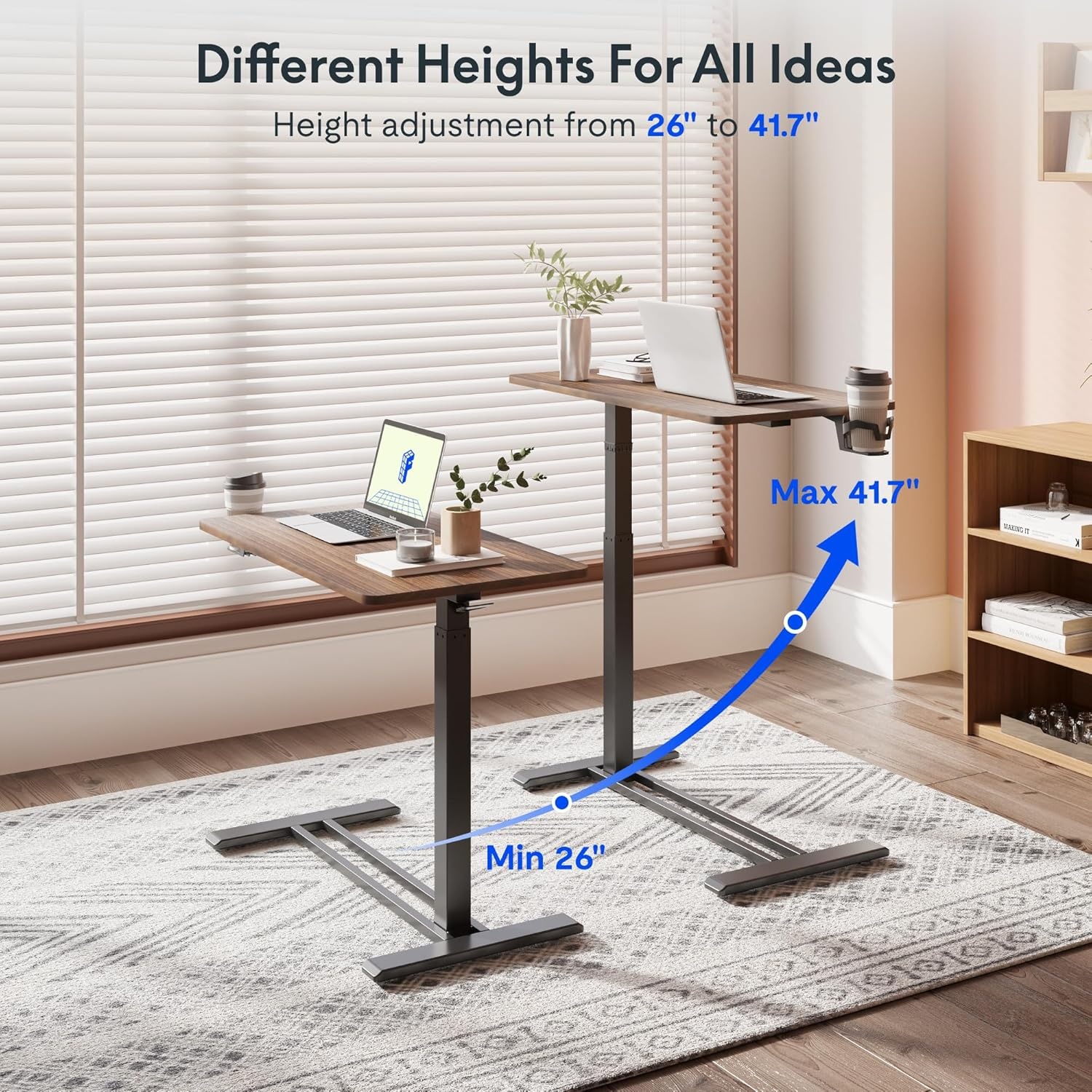 image:imageFLEXISPOT Adjustable Height CShaped End Table with Split Tilting Top Mobile Side Table for Sofa amp Bedside Slides Under Furniture Hidden Wheels for Small Spaces316W x 157DWhite Wood GrainRustic Brown