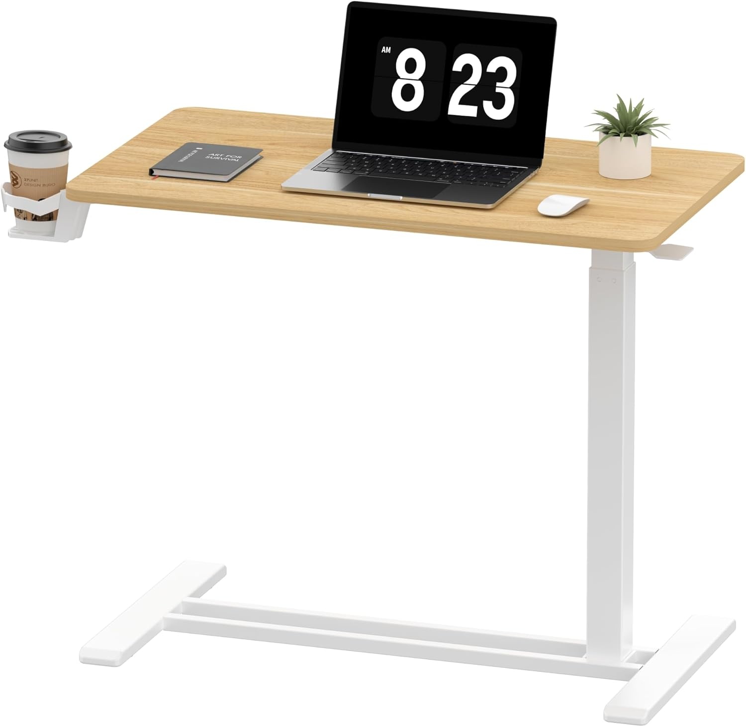 image:imageFLEXISPOT Adjustable Height CShaped End Table with Split Tilting Top Mobile Side Table for Sofa amp Bedside Slides Under Furniture Hidden Wheels for Small Spaces316W x 157DWhite Wood GrainMaple
