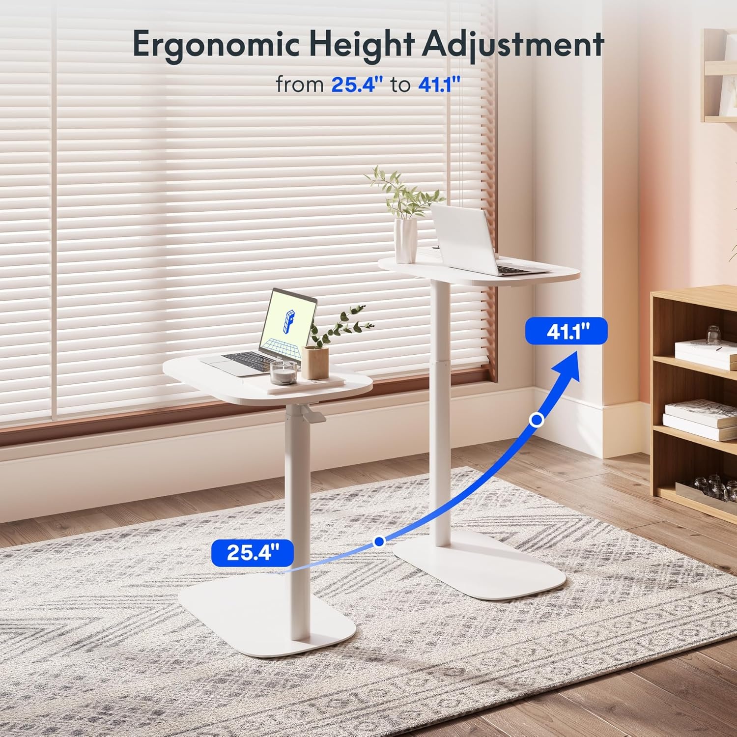 image:imageFLEXISPOT Adjustable Height CShaped End Table with Split Tilting Top Mobile Side Table for Sofa amp Bedside Slides Under Furniture Hidden Wheels for Small Spaces316W x 157DWhite Wood GrainWhite