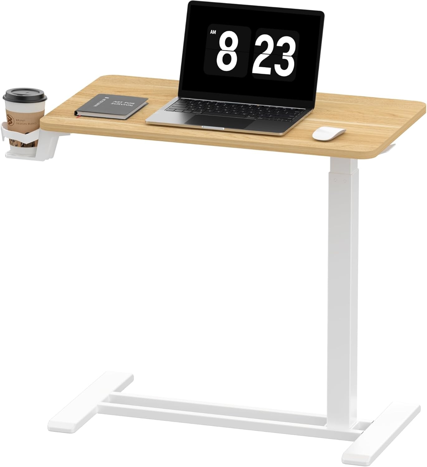 image:imageFLEXISPOT Adjustable Height CShaped End Table with Split Tilting Top Mobile Side Table for Sofa amp Bedside Slides Under Furniture Hidden Wheels for Small Spaces316W x 157DWhite Wood GrainMaple