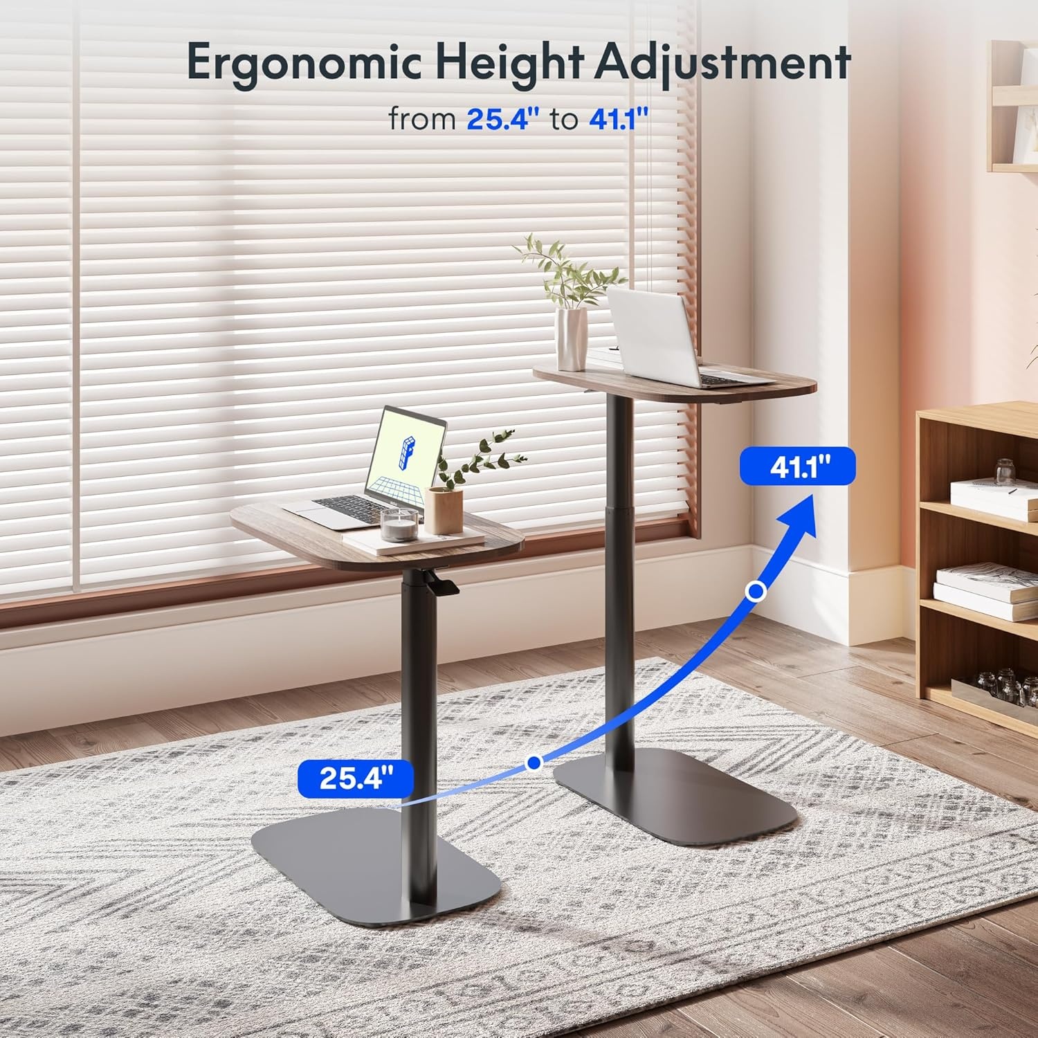 image:imageFLEXISPOT Adjustable Height CShaped End Table with Split Tilting Top Mobile Side Table for Sofa amp Bedside Slides Under Furniture Hidden Wheels for Small Spaces316W x 157DWhite Wood GrainRustic Brown