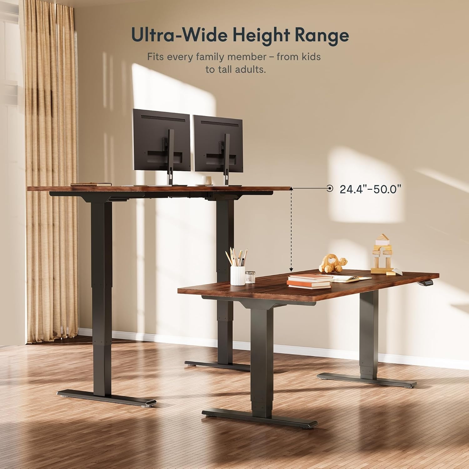 image:imageFLEXISPOT E6 MAX Bamboo 55x28 Inch Dual Motor 3Stage Heavy Duty Standing Desk 330lbs Weight Capacity Height Adjustable Desk wCable Management amp Wheels Solid Bamboo Desktop White FrameWhite Frame Black Walnut Top