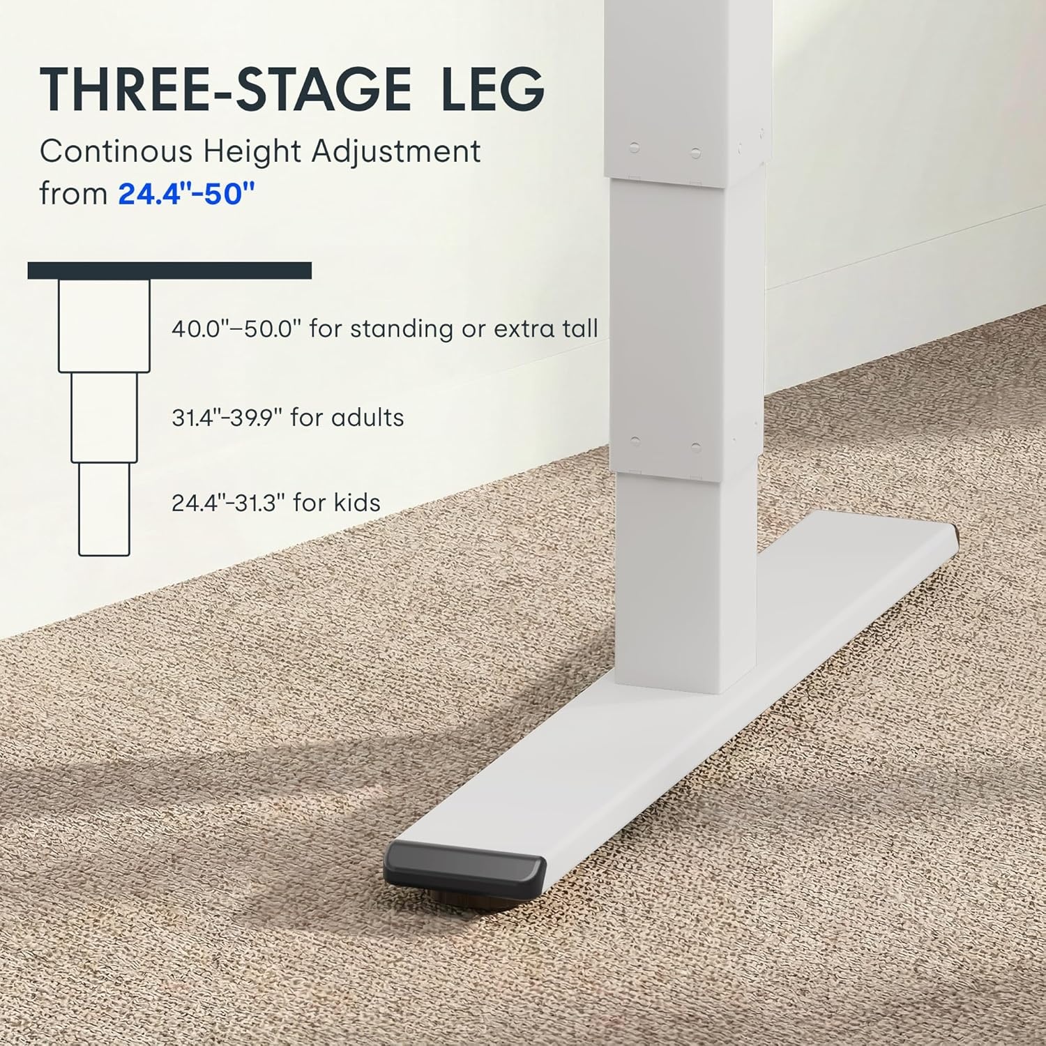 image:imageFLEXISPOT E6 MAX Bamboo 55x28 Inch Dual Motor 3Stage Heavy Duty Standing Desk 330lbs Weight Capacity Height Adjustable Desk wCable Management amp Wheels Solid Bamboo Desktop White FrameWhite Frame Walnut Bamboo Top