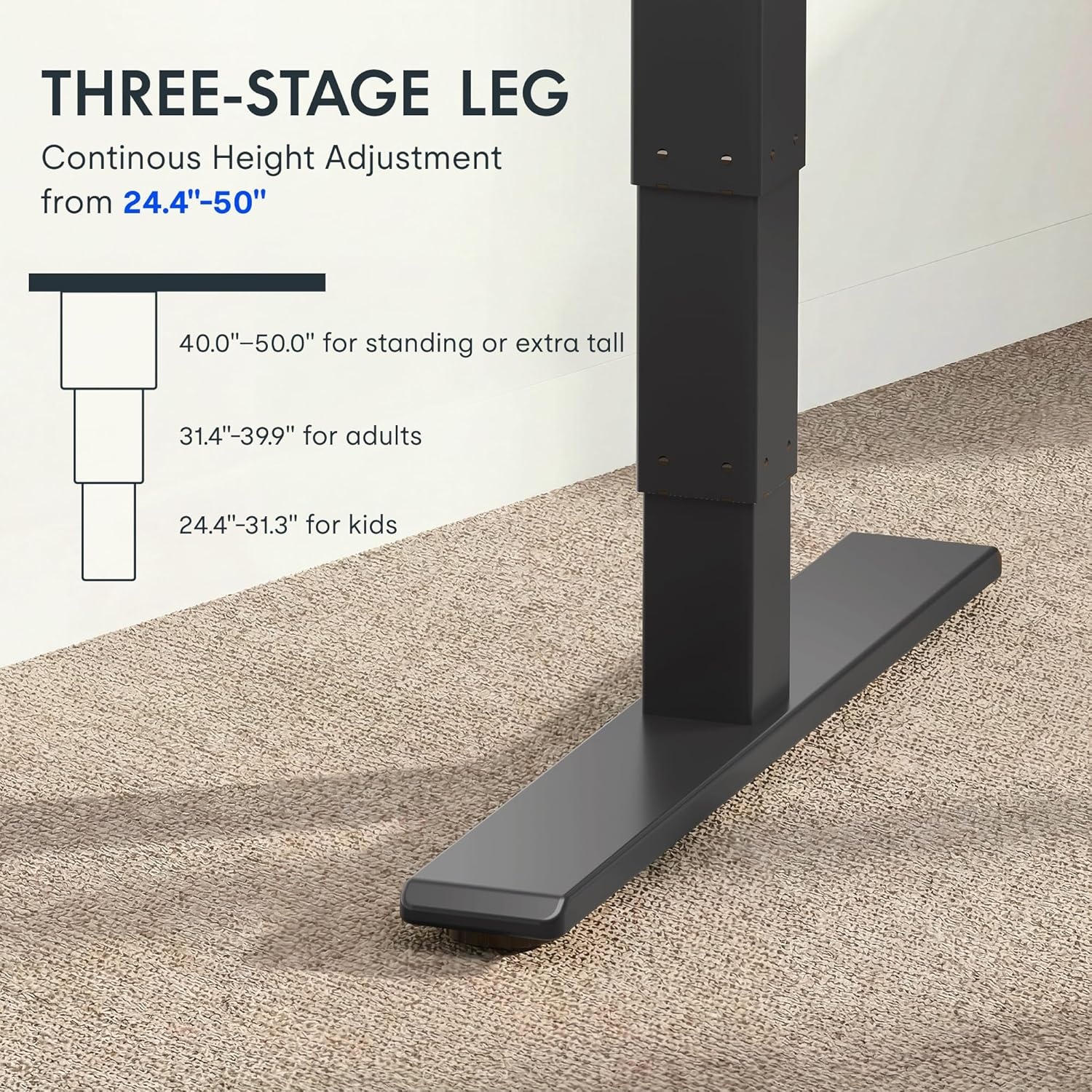 image:imageFLEXISPOT E6 MAX Bamboo 55x28 Inch Dual Motor 3Stage Heavy Duty Standing Desk 330lbs Weight Capacity Height Adjustable Desk wCable Management amp Wheels Solid Bamboo Desktop White FrameBlack Frame Walnut Bamboo Top
