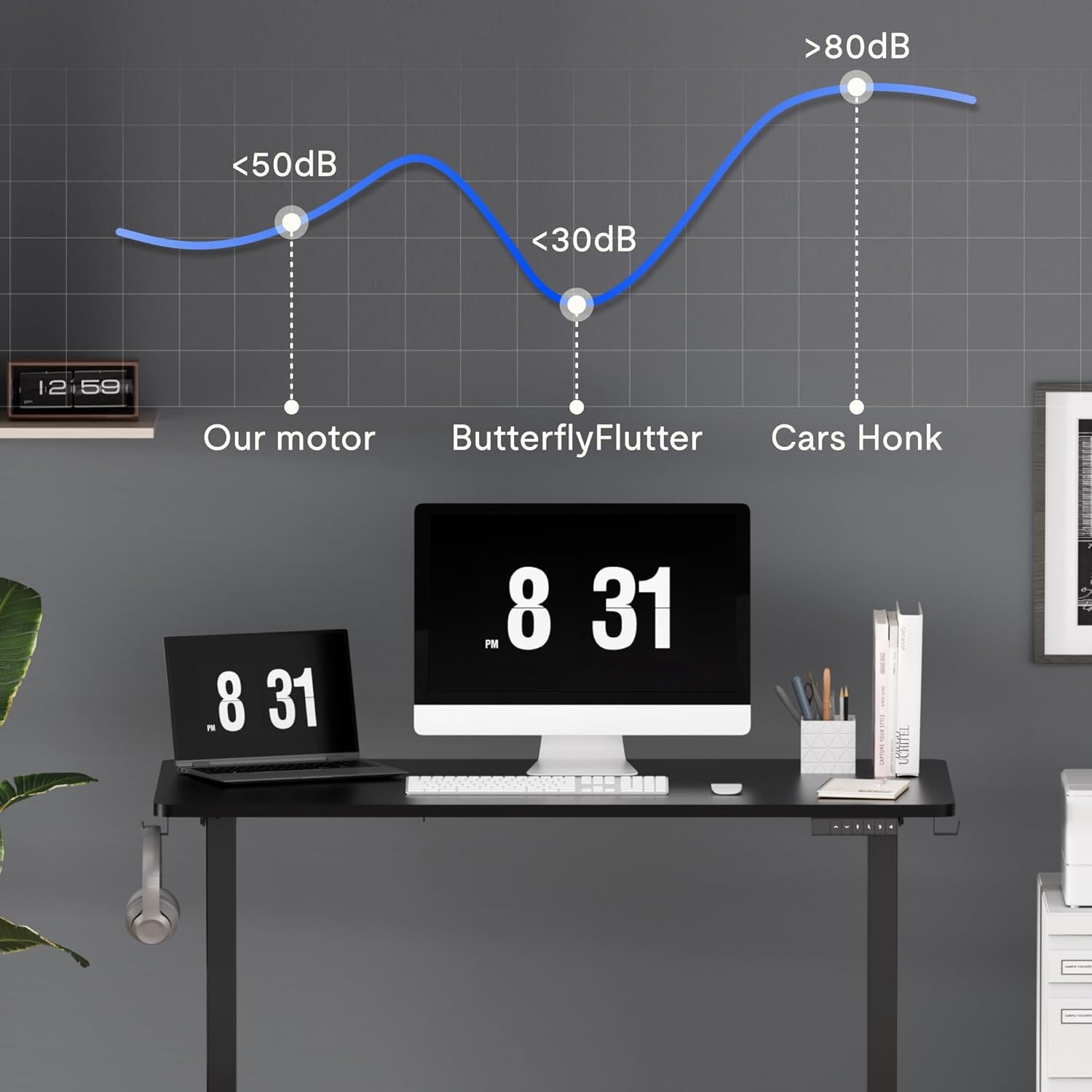 image:imageFLEXISPOT EN1 Height Adjustable Standing Desk Frame with Memory Controller Electric Sit Stand Desk Base for Home and Office Black Frame OnlyBlack