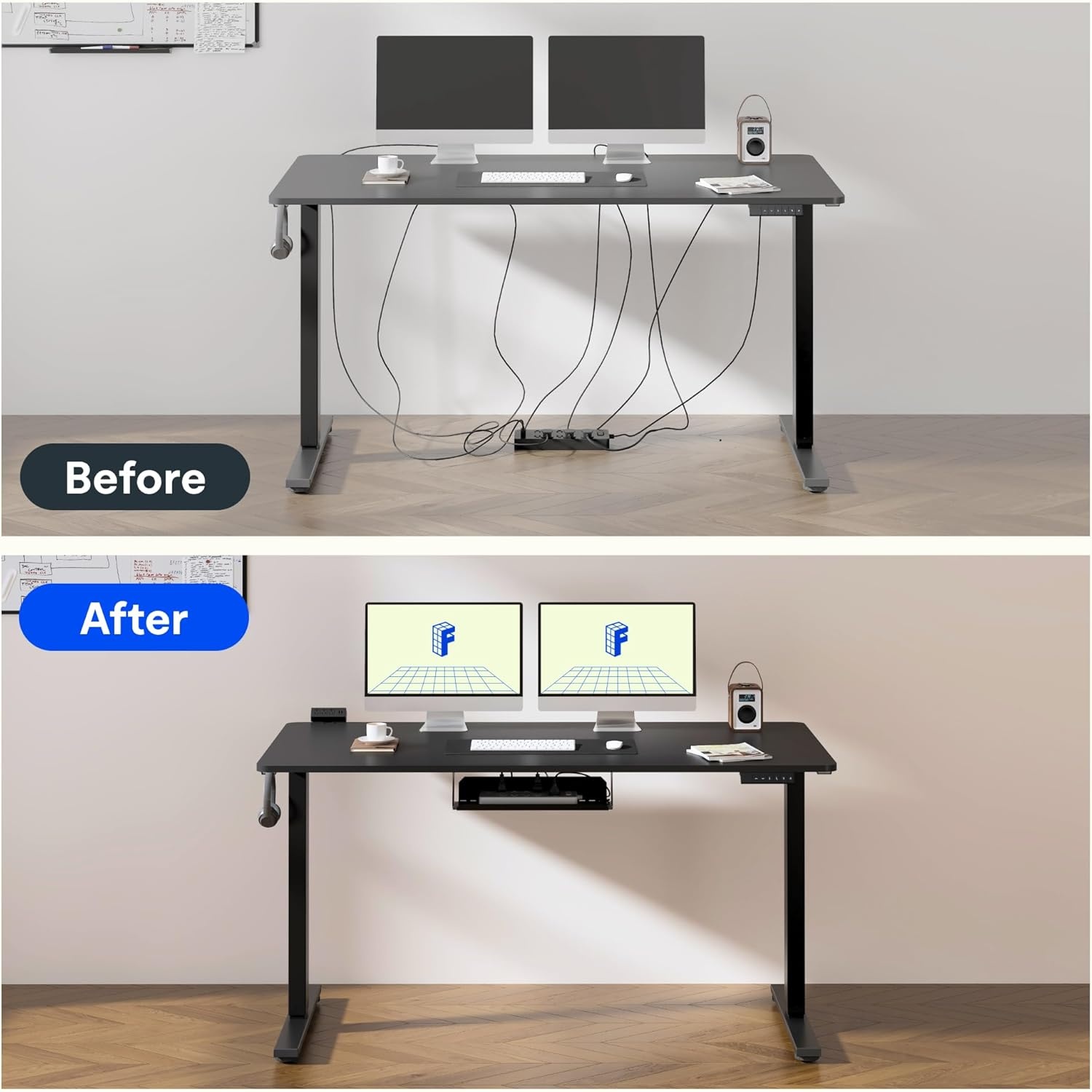 image:imageFLEXISPOT EN1 Height Adjustable Standing Desk Frame with Memory Controller Electric Sit Stand Desk Base for Home and Office Black Frame OnlyBlack