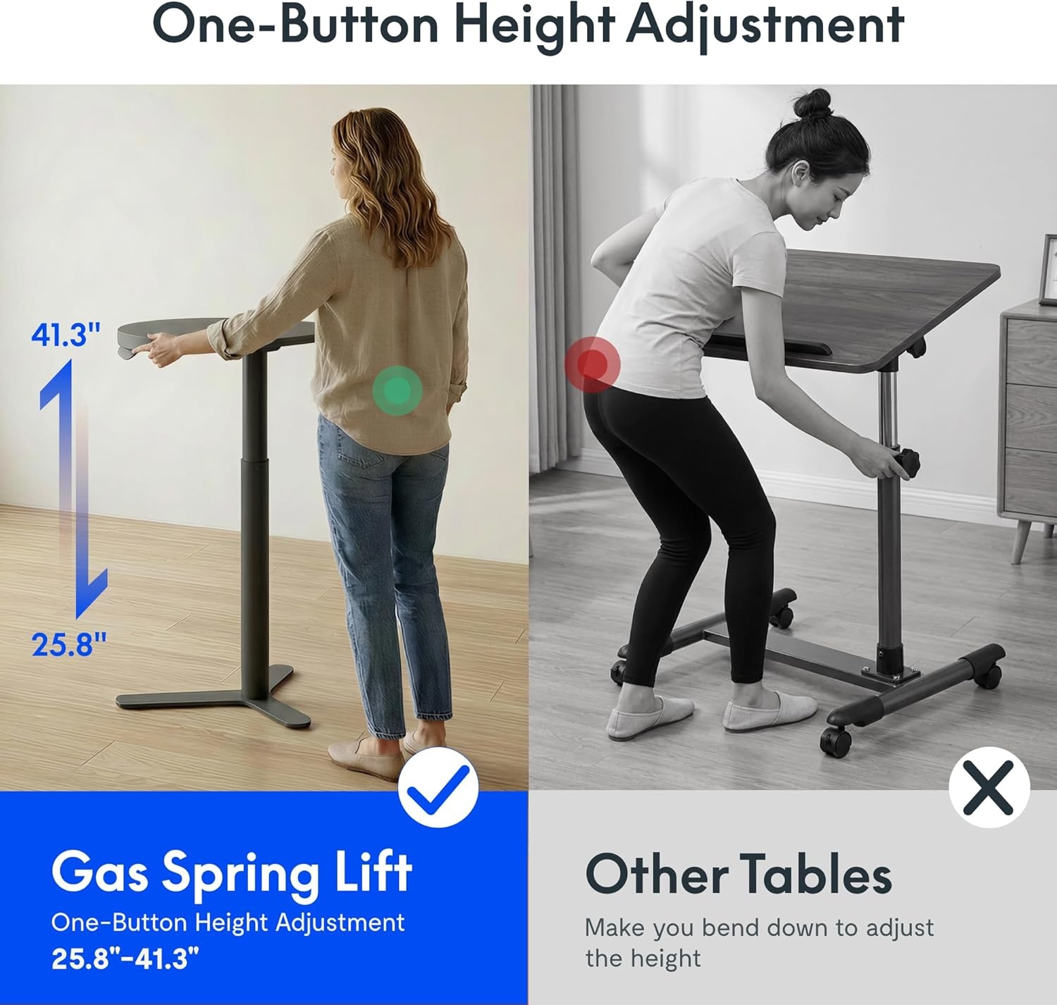 image:imageFLEXISPOT Gas Spring Adjustable Bar Table with OneTouch Lift Flexible Height 258413 197 Round HighTop Pub Table for Balcony Kitchen Apartment amp Small Spaces BlackBlack