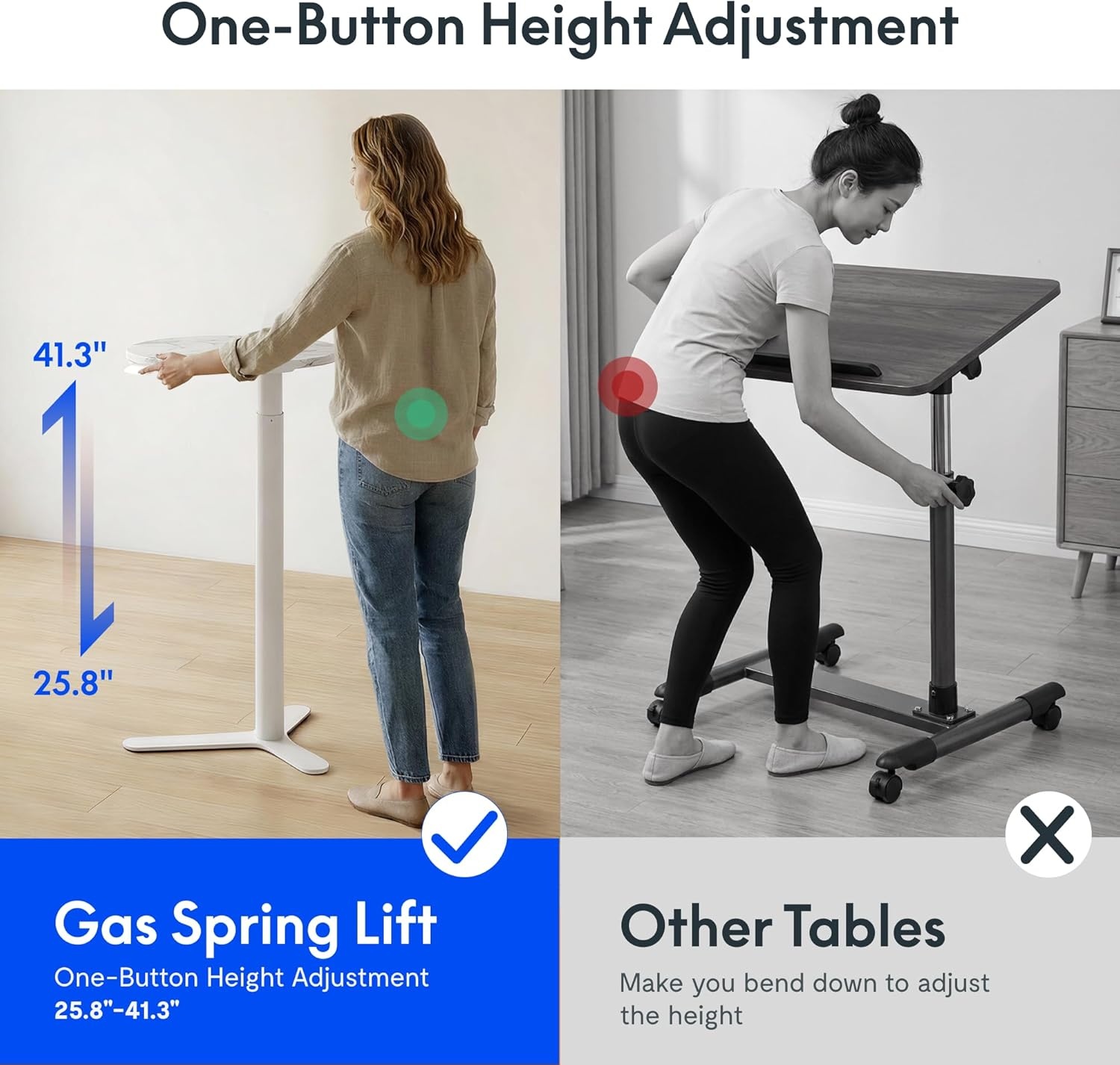 image:imageFLEXISPOT Gas Spring Adjustable Bar Table with OneTouch Lift Flexible Height 258413 197 Round HighTop Pub Table for Balcony Kitchen Apartment amp Small Spaces BlackMarble Finish
