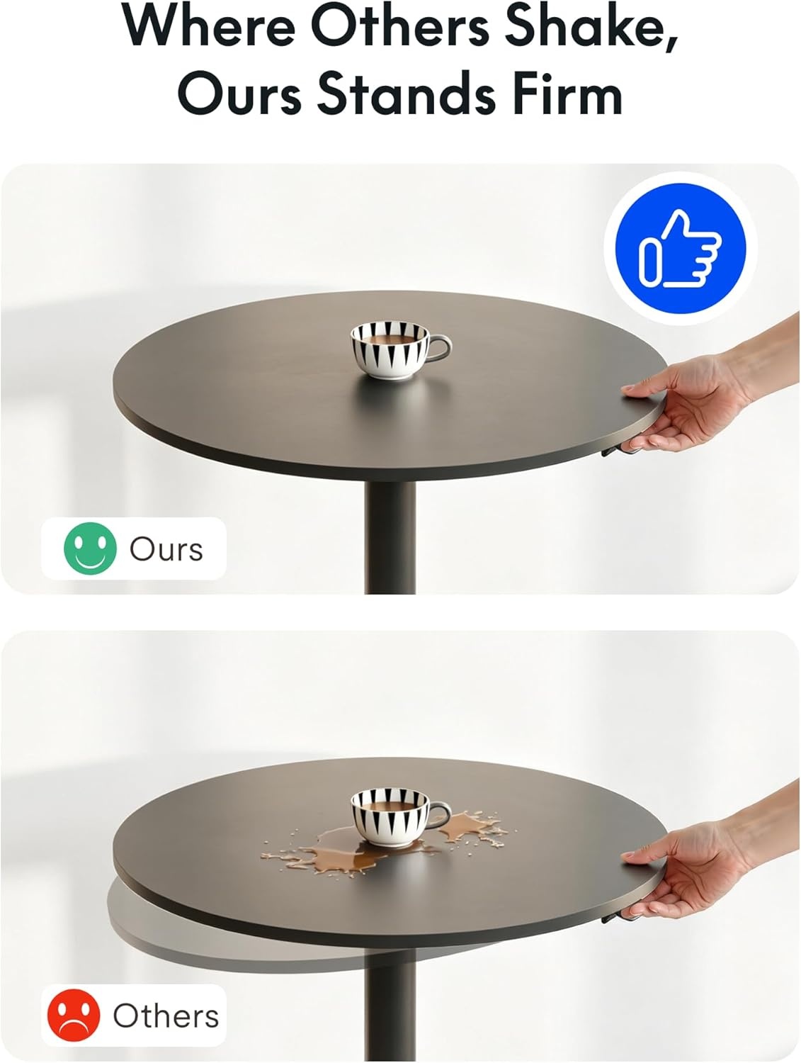 image:imageFLEXISPOT Gas Spring Adjustable Bar Table with OneTouch Lift Flexible Height 258413 197 Round HighTop Pub Table for Balcony Kitchen Apartment amp Small Spaces BlackBlack