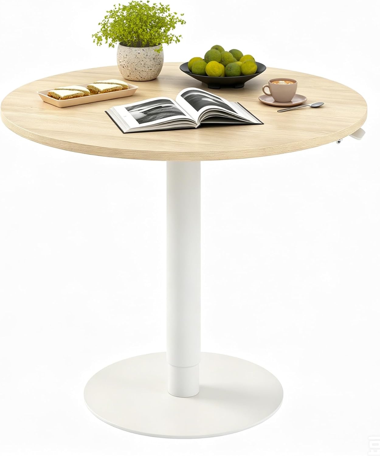 image:imageFLEXISPOT Gas Spring Adjustable Bar Table with OneTouch Lift Flexible Height 258413 197 Round HighTop Pub Table for Balcony Kitchen Apartment amp Small Spaces BlackWhite Wood Grain
