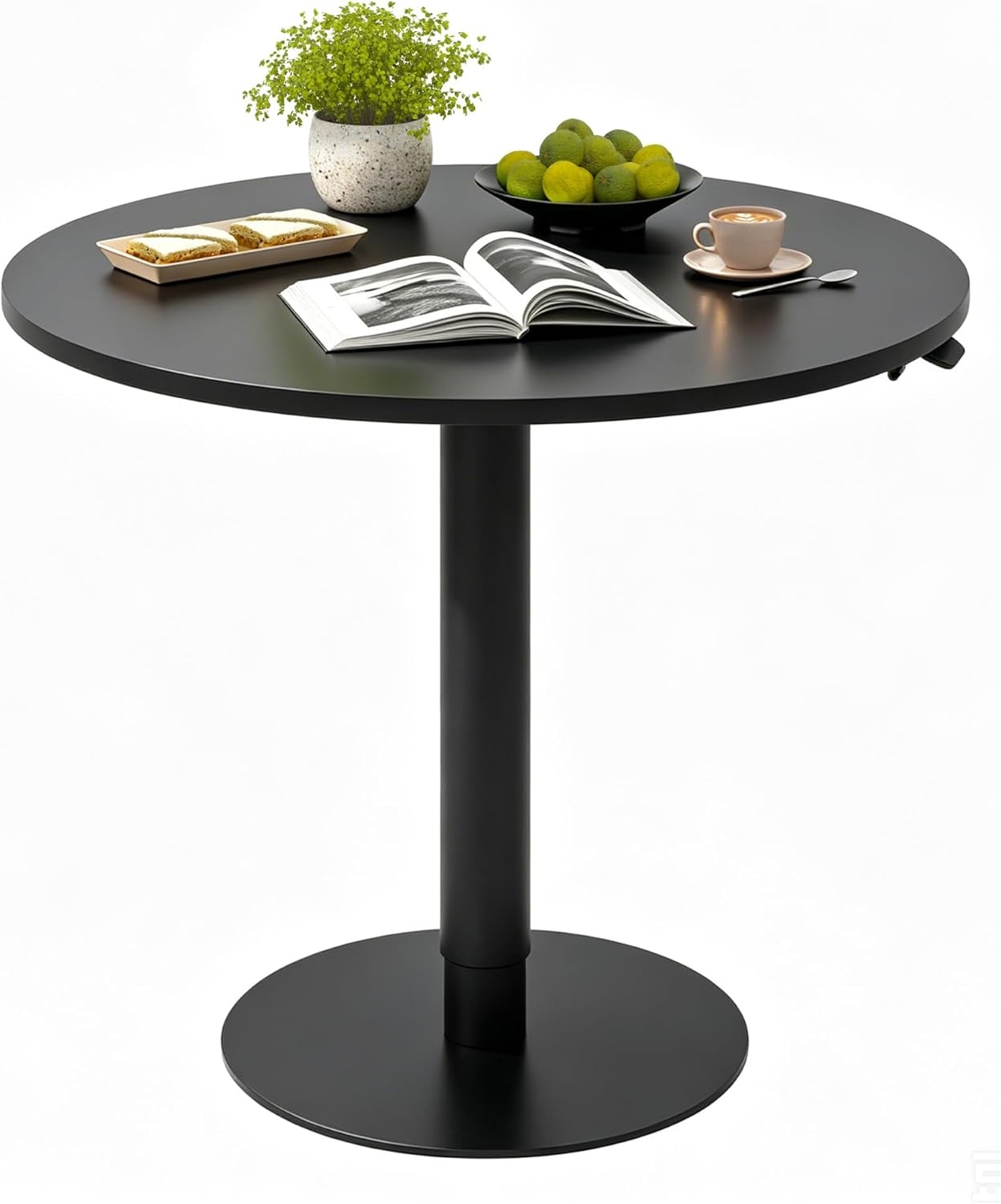 image:imageFLEXISPOT Gas Spring Adjustable Bar Table with OneTouch Lift Flexible Height 258413 197 Round HighTop Pub Table for Balcony Kitchen Apartment amp Small Spaces BlackBlack