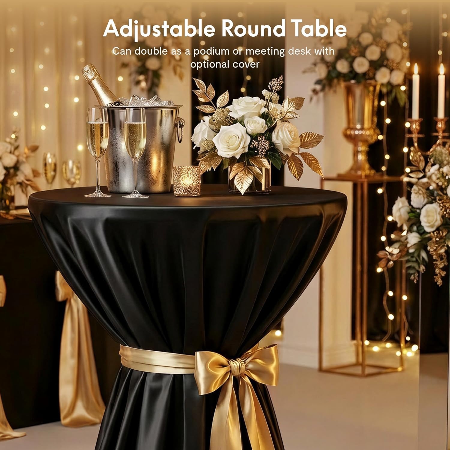 image:imageFLEXISPOT Gas Spring Adjustable Bar Table with OneTouch Lift Flexible Height 258413 197 Round HighTop Pub Table for Balcony Kitchen Apartment amp Small Spaces BlackWalnut