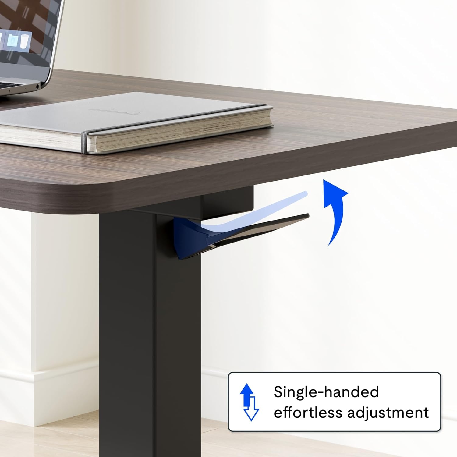 image:imageFLEXISPOT H7 Adjustable Overbed Bedside Table with Wheels Pneumatic Mobile Standing Desk Laptop Desk Rolling Computer Cart Movable Overbed Table Hospital Home Use276 W x 157 D WhiteMahogany