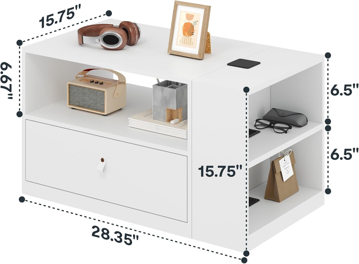 image:imageFLEXISPOT H7 CAB Height Adjustable SitStand Computer Workstation Desk with Storage Pneumatic Lift Laptop Desk with Drawer amp Cabinet Compact Small Space Home Office Desk 258413 WhiteWhite Cabinet