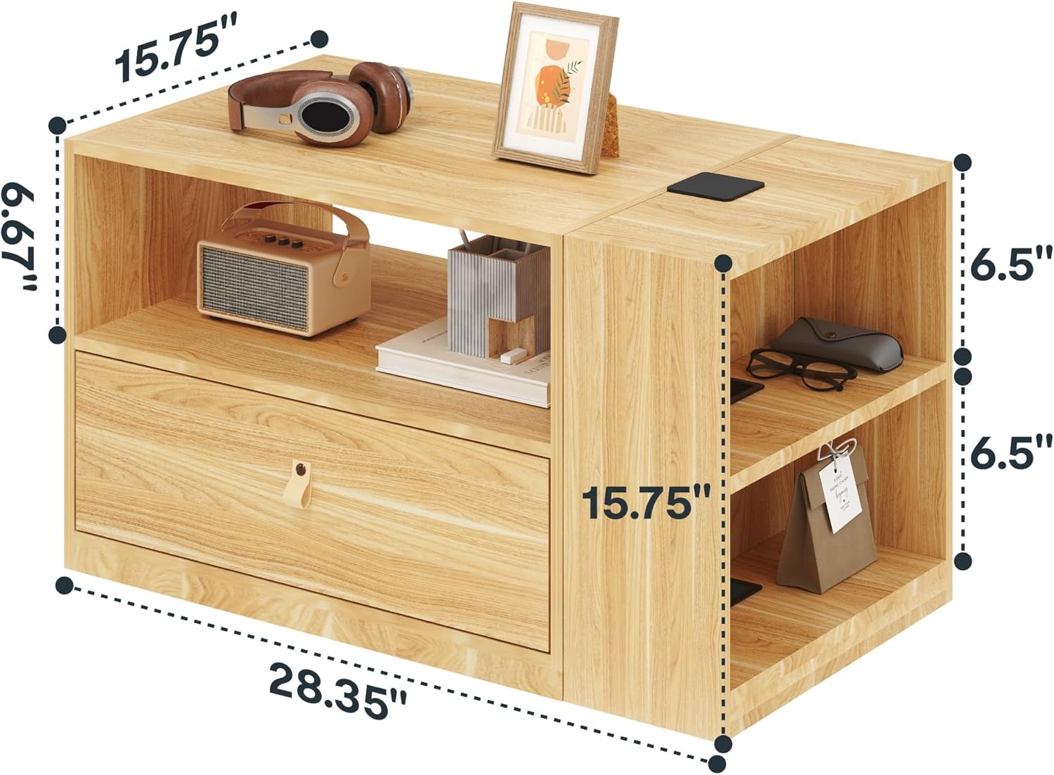image:imageFLEXISPOT H7 CAB Height Adjustable SitStand Computer Workstation Desk with Storage Pneumatic Lift Laptop Desk with Drawer amp Cabinet Compact Small Space Home Office Desk 258413 WhiteMaple Cabinet