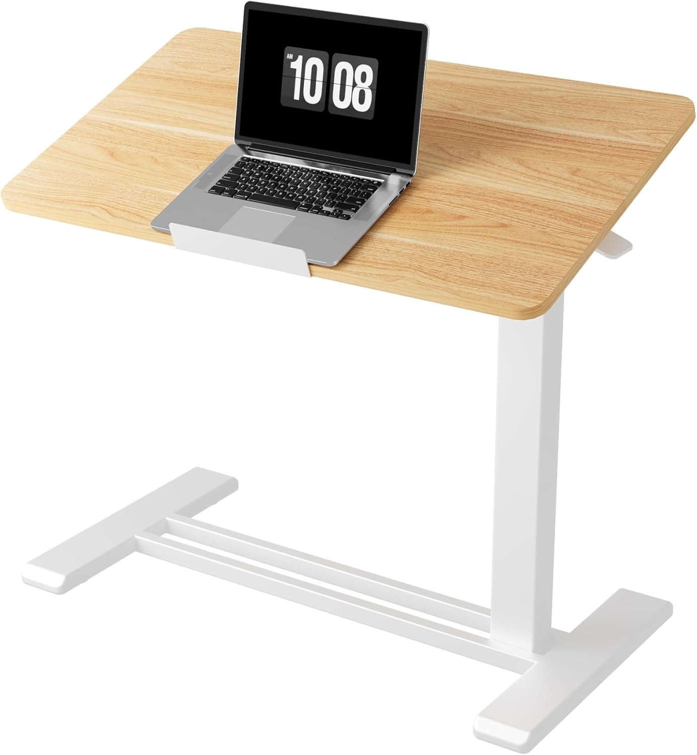 image:imageFLEXISPOT H7 PRO Mobile Standing Desk Adjustable Overbed Table Pneumatic with Wheels 90Tiltable Portable Laptop Desk Rolling Computer Cart Foldable Bedside Table276 W x 157 D WhiteMaple