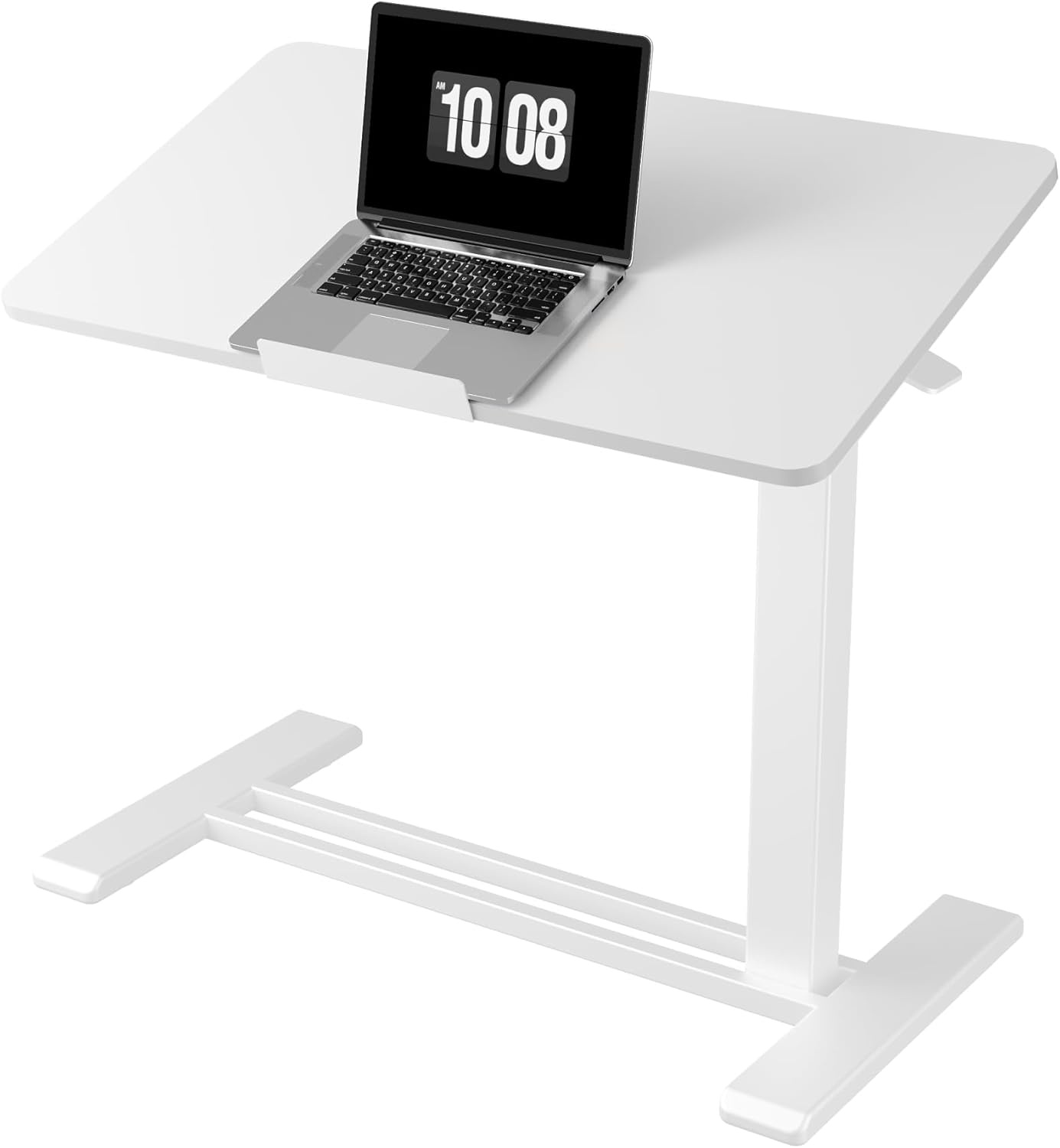 image:imageFLEXISPOT H7 PRO Mobile Standing Desk Adjustable Overbed Table Pneumatic with Wheels 90Tiltable Portable Laptop Desk Rolling Computer Cart Foldable Bedside Table276 W x 157 D WhiteWhite